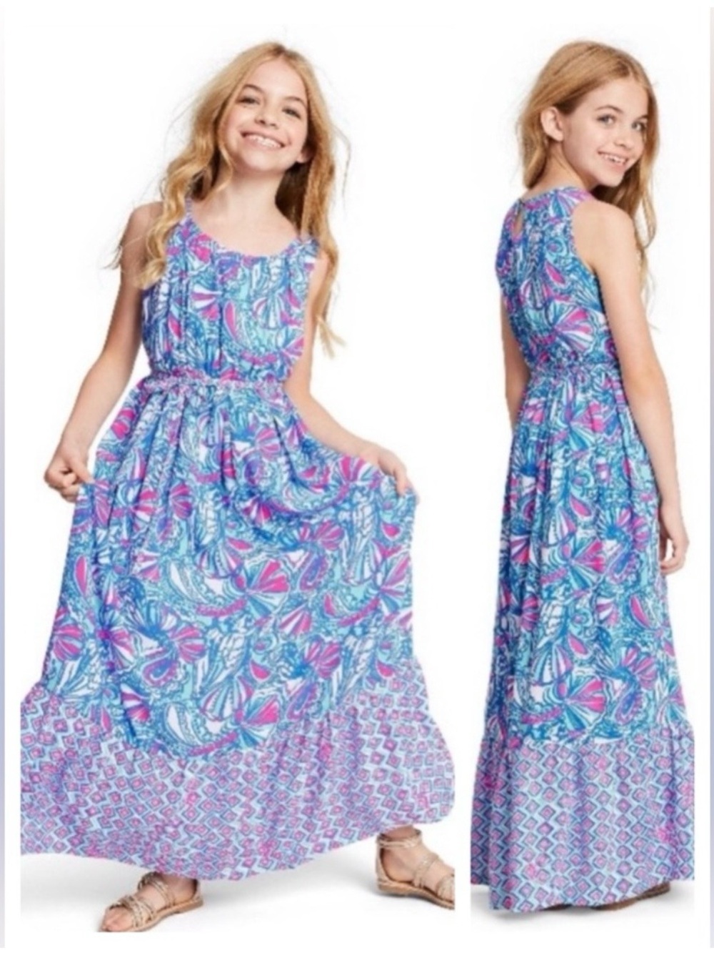 Lilly Pulitzer seashell blue and pink girls dress